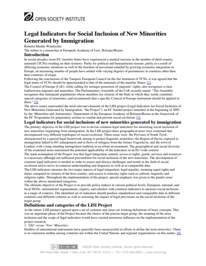 First page of PDF with filename: immigration-social-inclusion-20040421.pdf