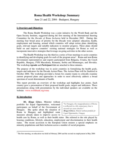 First page of PDF with filename: romahealth_workshop.pdf
