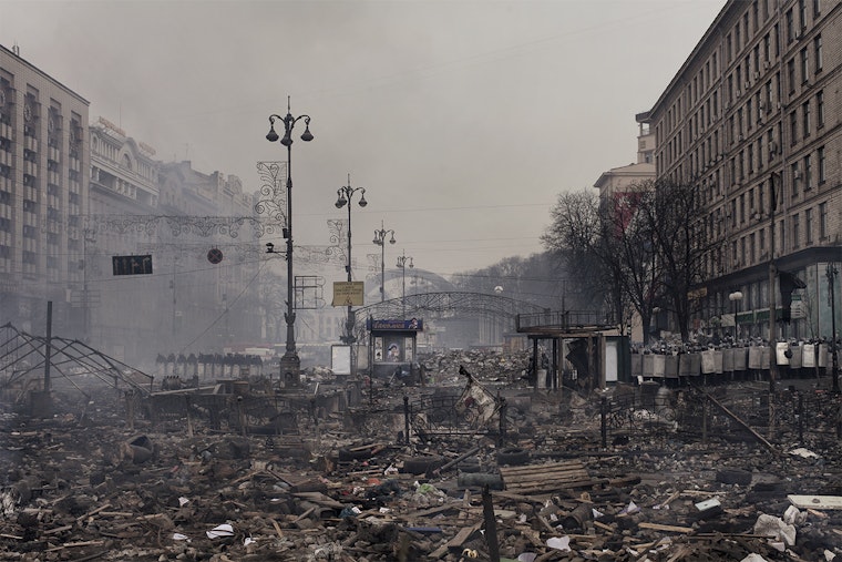 Debris in a city