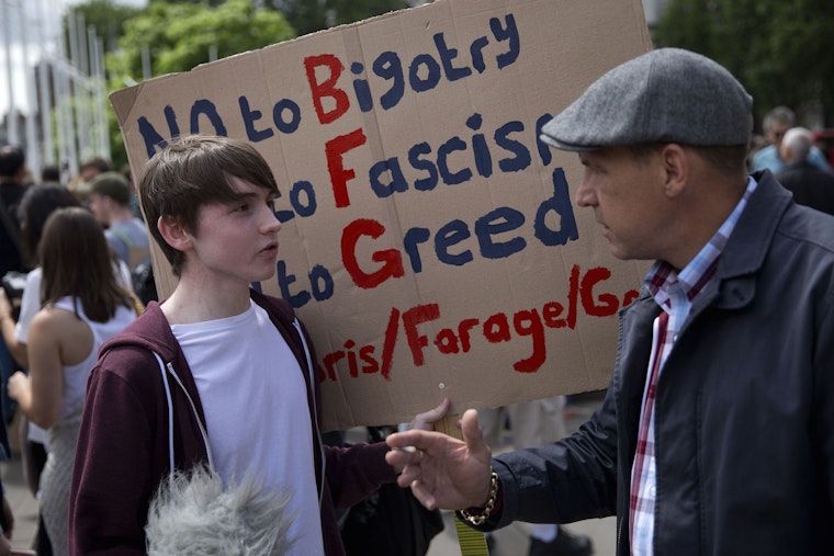 Demonstrator holding a sign