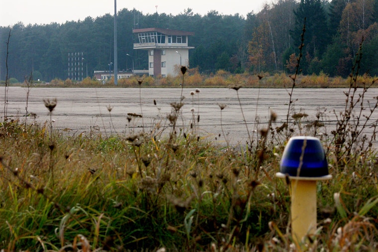 A control tower of an empty airport.