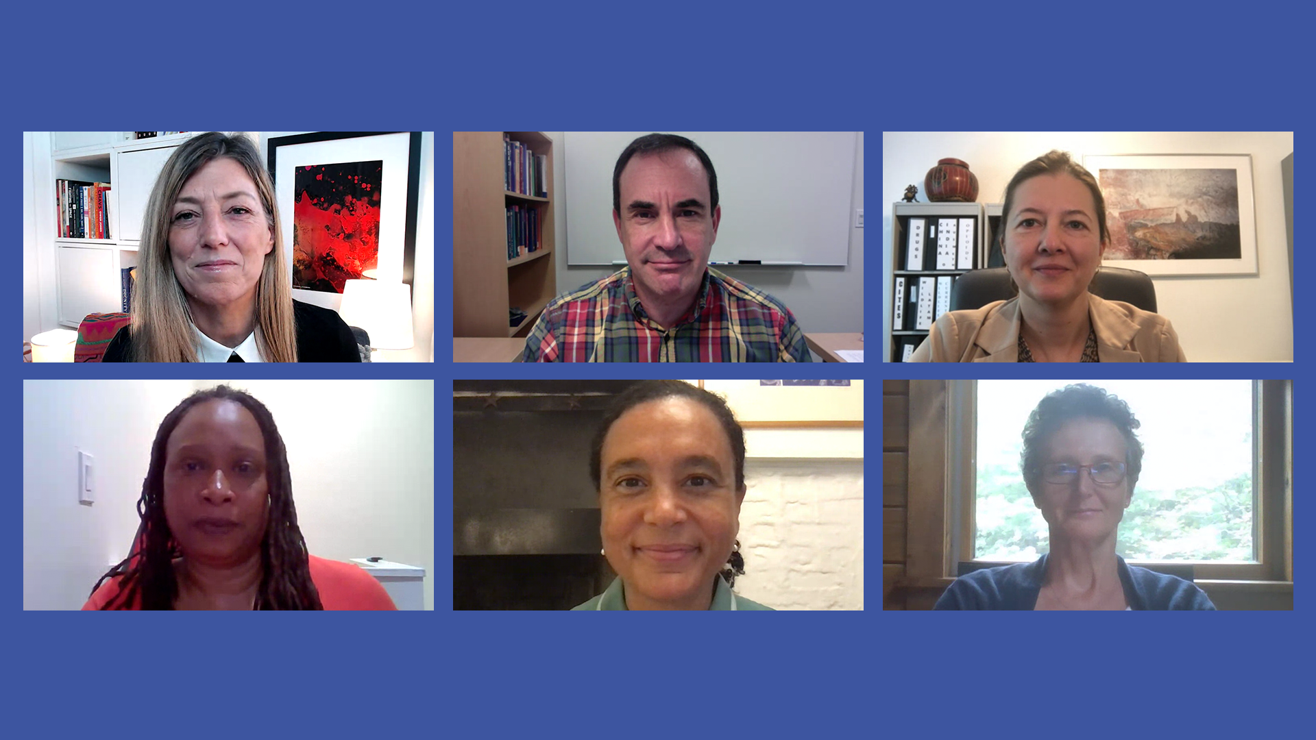 Mortise with photos of Liz Evans, Vanda Felbab-Brown, Gregg Gonsalves, Helena Hansen, Alethia Jones, and Kasia Malinowska