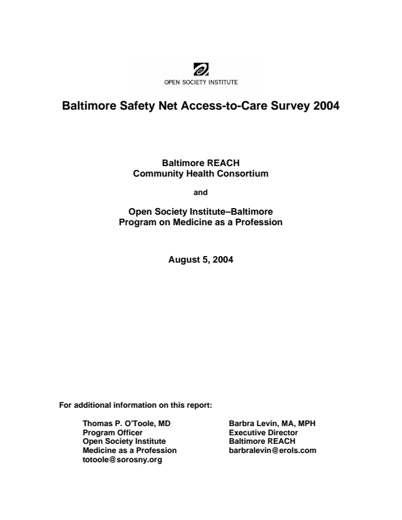 First page of PDF with filename: Baltimore_2004_access.pdf