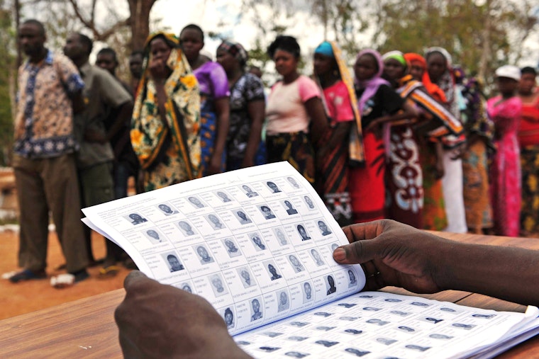 Voters in line