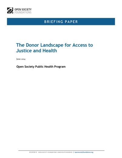 First page of PDF with filename: donor-landscape-access-justice-health-20140609.pdf