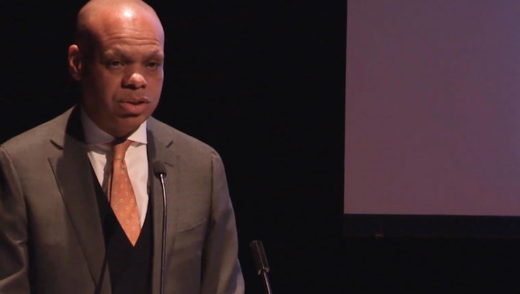 Still image from “Celebrating 20 Years of Open Society Institute–Baltimore with Patrick Gaspard and Community Fellows.” Throughout this series, Open Society honored local individuals who have lived the values: “Bold Thinking, Strategic Action, Justice for All.” Patrick Gaspard