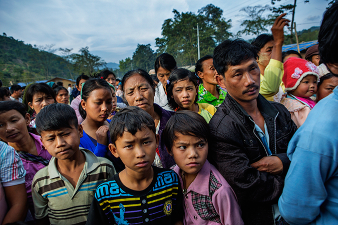 Children and adults waiting for food stamps
