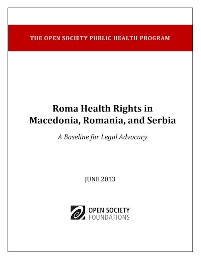 First page of PDF with filename: roma-health-rights-macedonia-romania-serbia-20130628.pdf