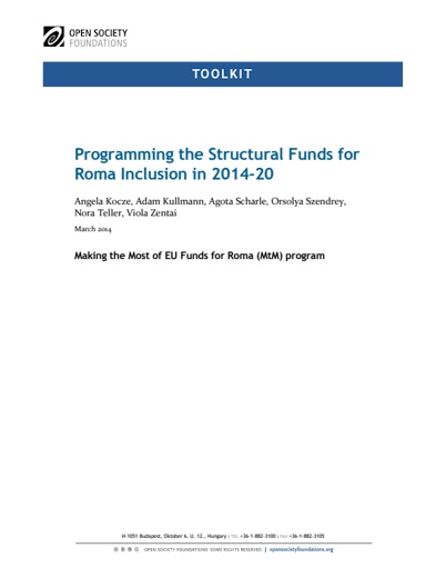 First page of PDF with filename: programming-structural-funds-roma-inclusion-20140422.pdf