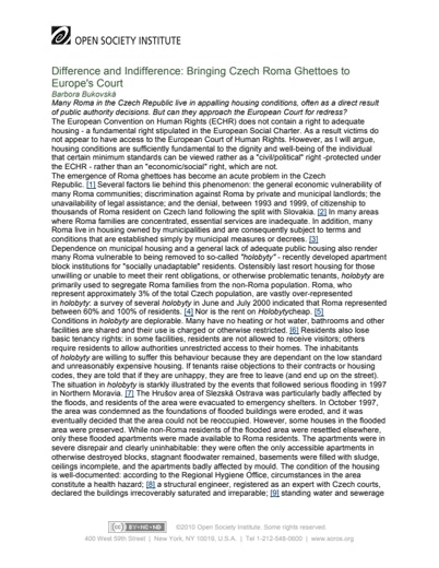 First page of PDF with filename: czech-roma-ghettoes-20020301.pdf