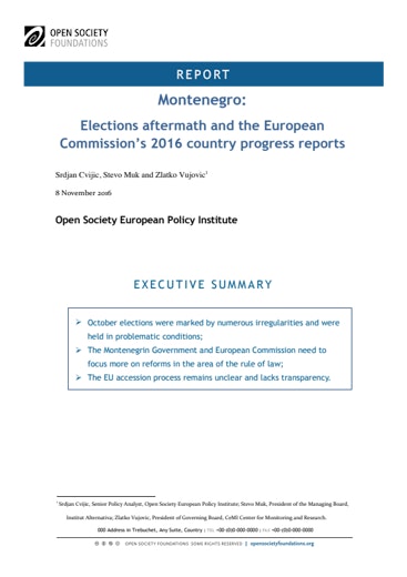 First page of PDF with filename: montenegro-elections-aftermath-and-european-commission's-progress-reports-20161108_0.pdf