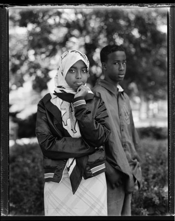 Portrait of a young woman and man