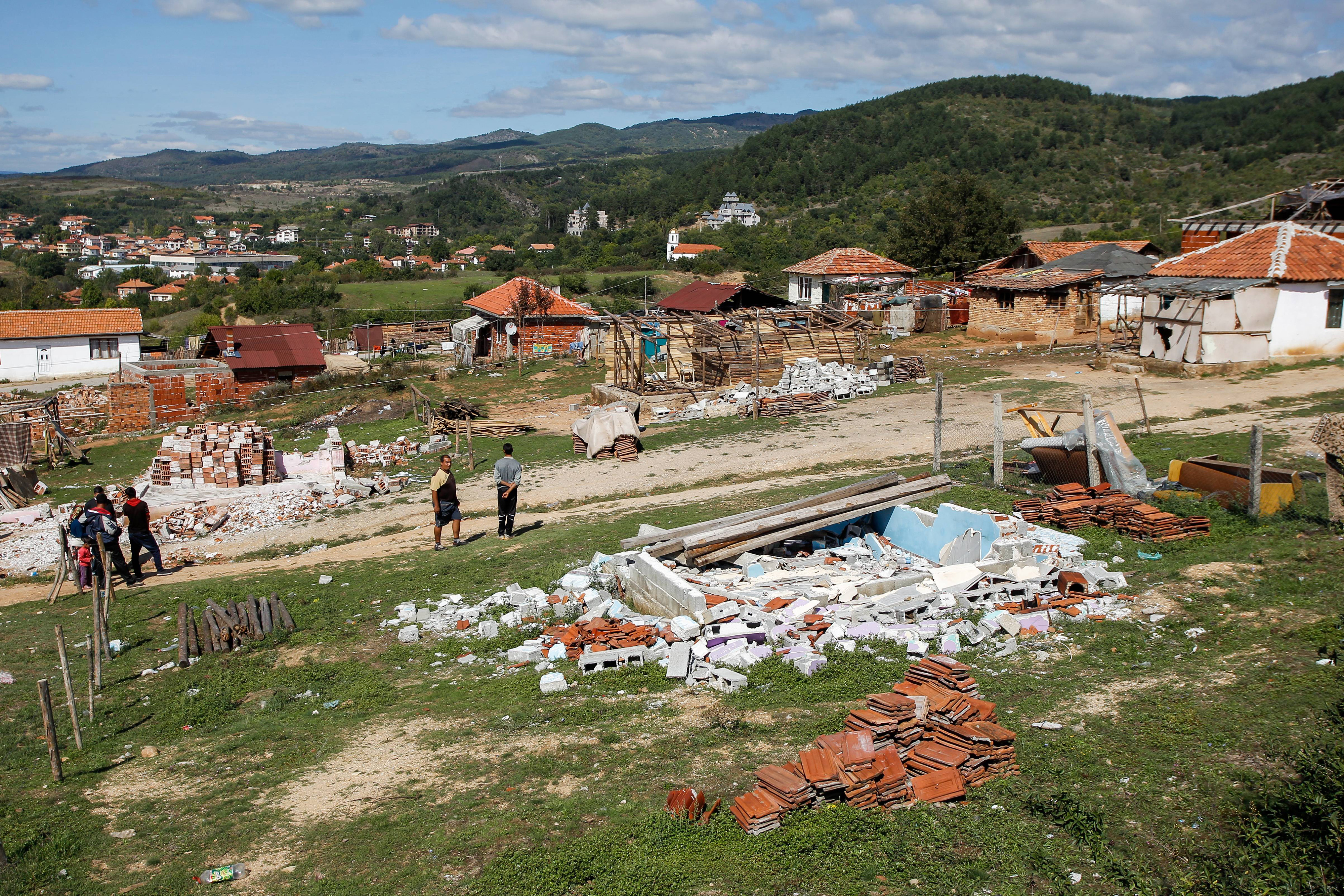 Remains of demolished homes