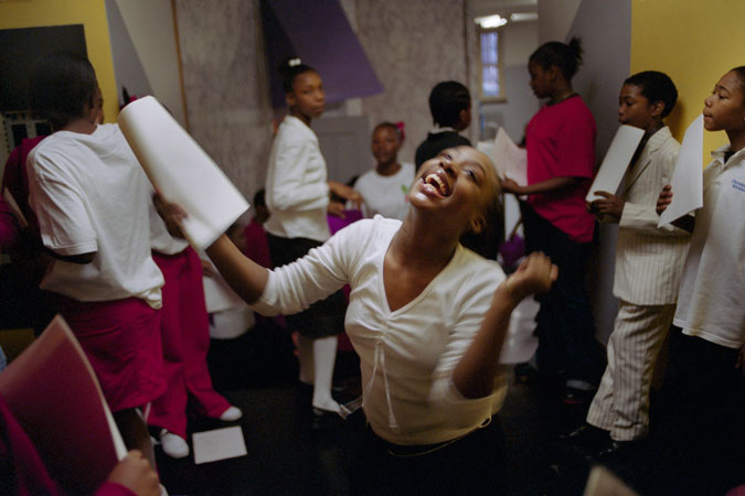 Young girl rejoicing