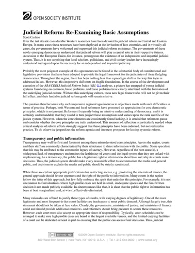 First page of PDF with filename: judicial-reform-assumptions-20020801.pdf