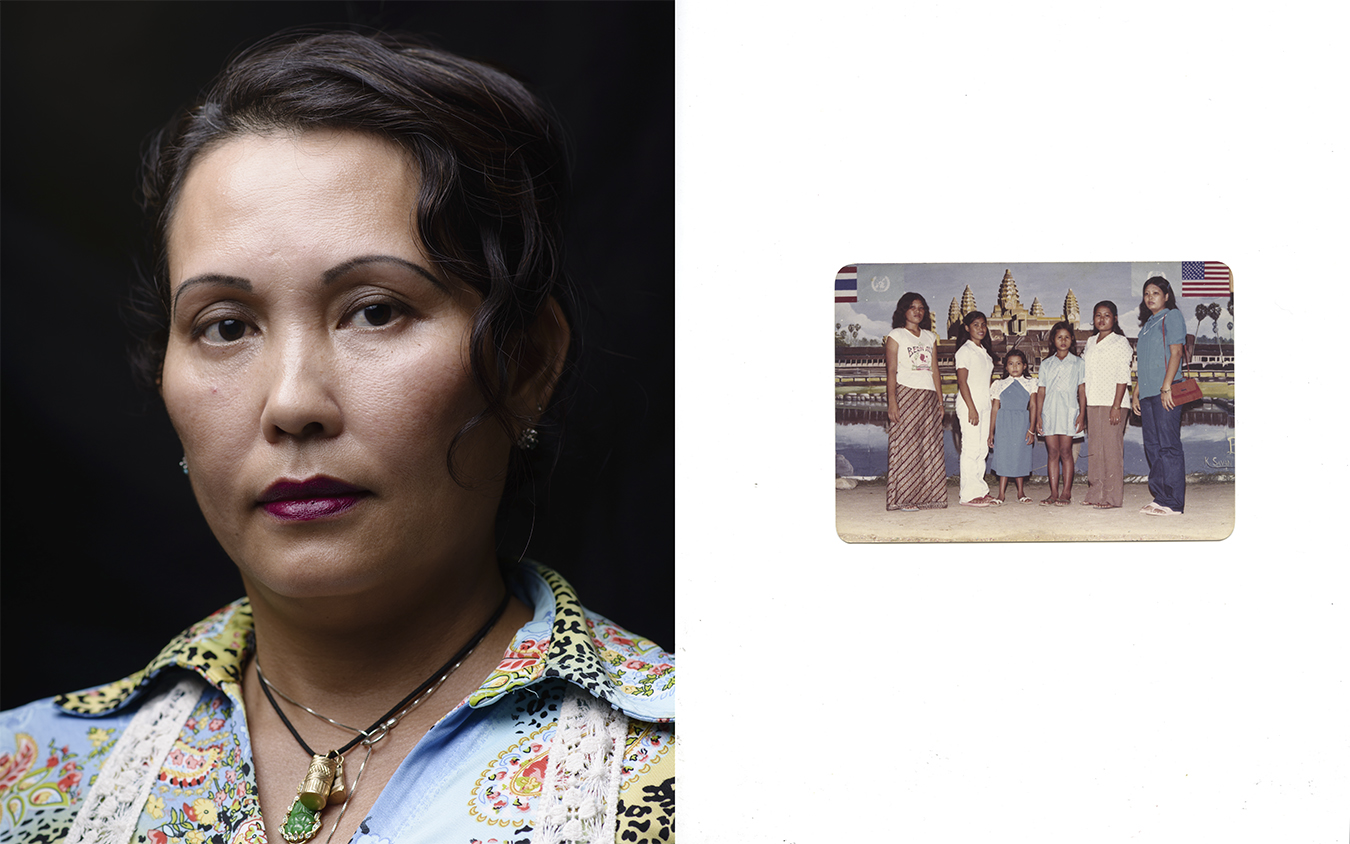 Portrait of a woman beside a portrait of young girls