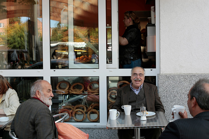 Men having coffee outdoors