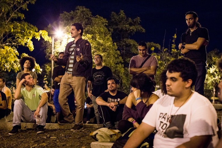 Current and past students gather at the University of Puerto Rico on March 16, 2016, to protest austerity measures they say endanger the higher education system. Photo credit: Erika P. Rodriguez for the Open Society Foundations Students gather for a discussion