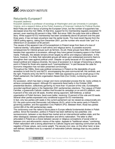 First page of PDF with filename: poland-eu-accession-20020301.pdf