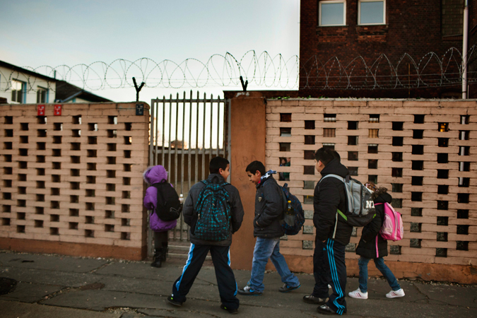 A group of kids walking