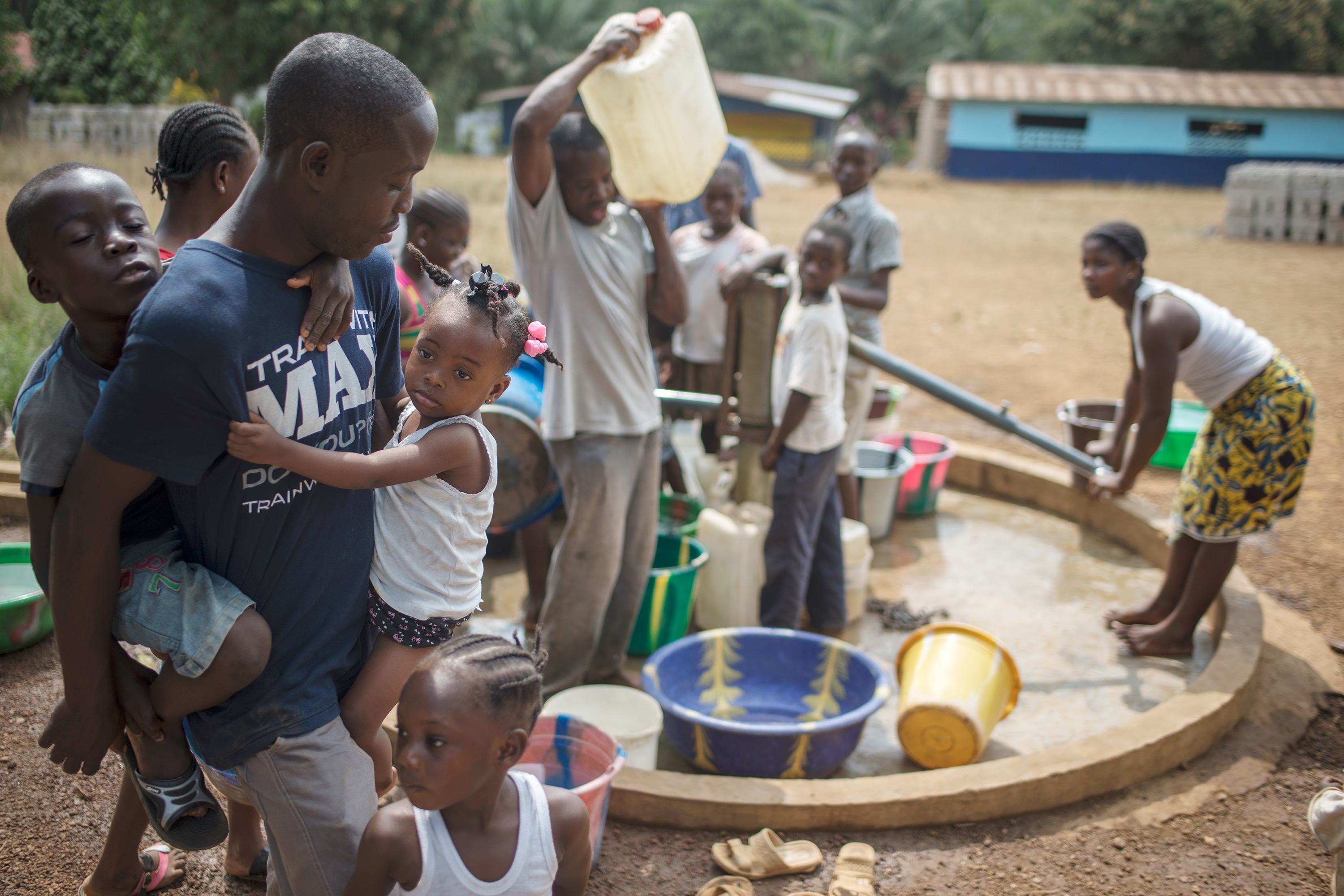 People around a well