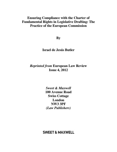 First page of PDF with filename: Ensuring Compliance with the Charter of Fundamental Rights in Legislative Drafting - The Practice of the European Commission.pdf